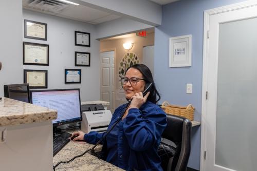 our staff using the phone