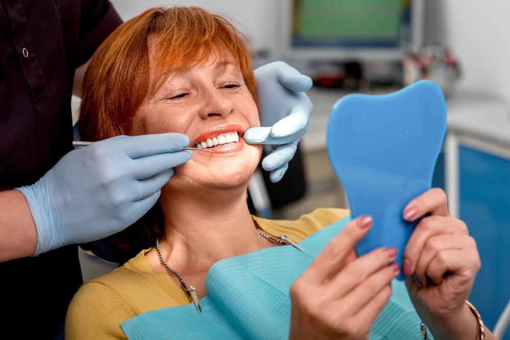 woman sitting in a dental chair